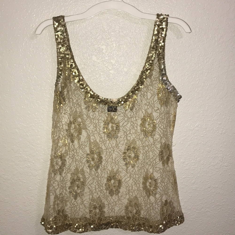 sheer gold sleeveless top